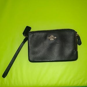 Coach black leather wristlet